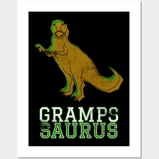 Gramps Saurus T Rex Distressed Green Design Gift Idea Dinosaur Grandpa Gifts Posters and Art